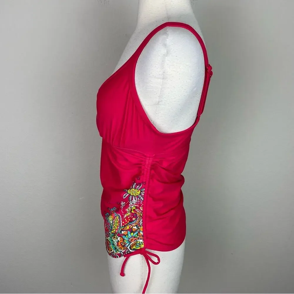 Athleta Pink Paisley Floral Montego Tankini Swim Top 32D/DD